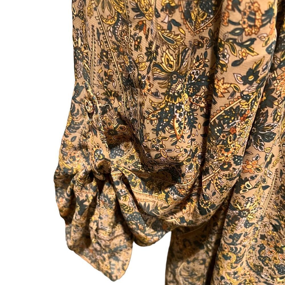 Bobeau‎ sheer boho blouse with floral print women’s size large - Picture 3 of 8